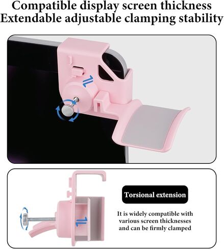 GEEKRIA Clamp-On Headphone Holder for Monitor, Screen-Mount Gaming Headset Hanger Hook, Compatible with Sennheiser, Bose, Beats, Razer, HyperX Headphones (Black) in Saudi Arabia