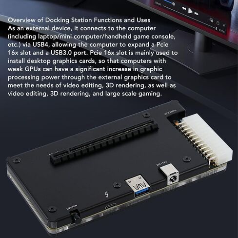 Gugxiom خارجي GPU العلبة ملائمة لـ Thunderbolt 3 4 USB 4.0 ، PCIE 16X SLOT MINI EGPU العلبة ATX 24PIN ، DOCK CARD SCOR مع قوس SFX in Kuwait