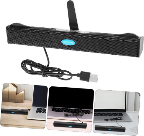 Artibetter USB Soundbar Speaker لأجهزة الكمبيوتر المحمولة وستيريو صغير مع تصميم خفيف الوزن للصوت المحيطي للألعاب واستخدام الوسائط المتعددة الأسود in Saudi Arabia