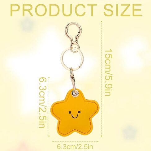 Cute Star Leather Keychain Holder, Waterproof Anti-Scratch Hidden GPS Tracker Case Cover Key chain with KeyRing Compatible with Airtag for Wallet Keys Bag Pet Backpack in Saudi Arabia