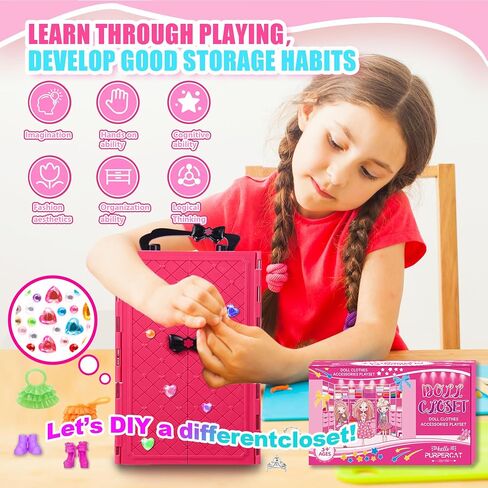 150 Pcs Doll Clothes and Accessories Playset with Dolls for Girls, Princess Gowns, Fashion Dresses, Swimsuits, Tops, Pants, Shoes, Bags Jewelrys in Closet for Doll Dress Up Fit for 11.5" Dolls in Kuwait