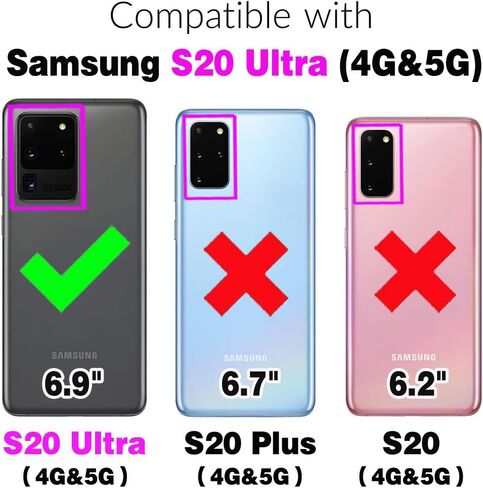 Asuwish Phone Case for Samsung Galaxy S20 Ultra 5G Wallet Wover مع واقي الشاشة وحامل بطاقة RFID RING RING LEATHERSESS S20ULTRA 20S S 20 A20 S2O 20ULTRA G5 نساء الرجال الأسود in Kuwait