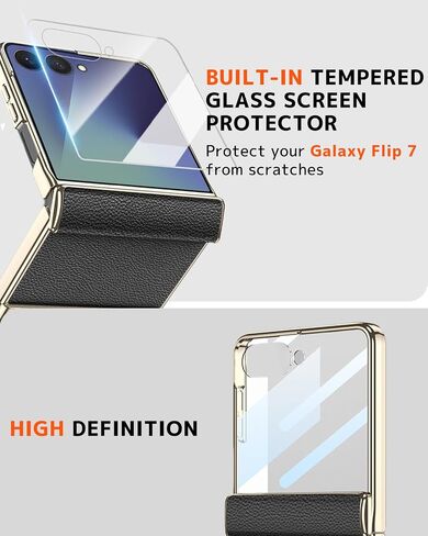 NINKI Screen Protector for Samsung Galaxy Z Flip 7 Case with Kickstand & Magnetic Hinge Protection,Shock-Absorption Stand for Galaxy Z Flip 7 Phone Case Leather for Samsung Z Flip 7 Cover Women White in Saudi Arabia