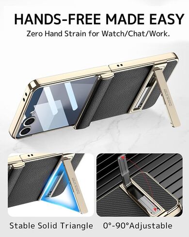 NINKI Screen Protector for Samsung Galaxy Z Flip 7 Case with Kickstand & Magnetic Hinge Protection,Shock-Absorption Stand for Galaxy Z Flip 7 Phone Case Leather for Samsung Z Flip 7 Cover Women White in Saudi Arabia