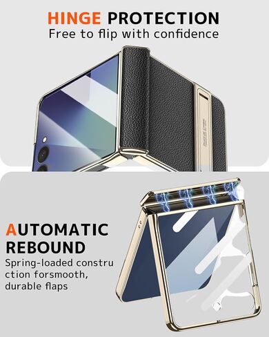 NINKI Screen Protector for Samsung Galaxy Z Flip 7 Case with Kickstand & Magnetic Hinge Protection,Shock-Absorption Stand for Galaxy Z Flip 7 Phone Case Leather for Samsung Z Flip 7 Cover Women White in Saudi Arabia