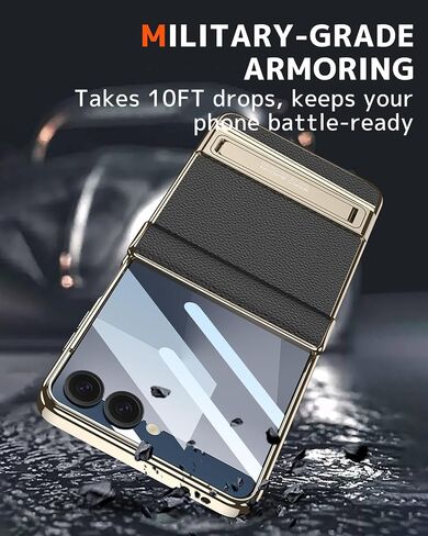 NINKI Screen Protector for Samsung Galaxy Z Flip 7 Case with Kickstand & Magnetic Hinge Protection,Shock-Absorption Stand for Galaxy Z Flip 7 Phone Case Leather for Samsung Z Flip 7 Cover Women White in Saudi Arabia
