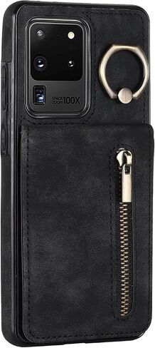 Asuwish Phone Case for Samsung Galaxy S20 Ultra 5G Wallet Wover مع واقي الشاشة وحامل بطاقة RFID RING RING LEATHERSESS S20ULTRA 20S S 20 A20 S2O 20ULTRA G5 نساء الرجال الأسود in Kuwait