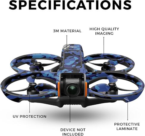 DRONE SNOOD متوافق مع DJI AVATA 2 (2024) - الأزرق CAMO - Premium 3M فينيل الواقية غطاء ملصق - سهلة تطبيق | مصنوع في الولايات المتحدة الأمريكية من قبل Mayyskins in Saudi Arabia