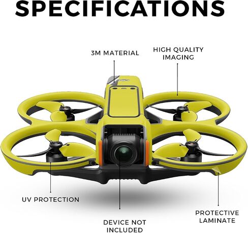 الجلد بدون طيار متوافق مع DJI Avata 2 (2024) - أصفر الصلب - قسط 3M Vinyl Wrap Decal Cover - من السهل تطبيق | مصنوع في الولايات المتحدة الأمريكية من قبل Mayyskins in Kuwait