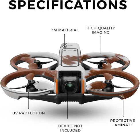 Drone Skin متوافق مع DJI Avata 2 (2024) - بقرة إخفاء - قسط 3M Vinyl Wrap Decal Cover - من السهل تطبيق | مصنوع في الولايات المتحدة الأمريكية من قبل Mayyskins in Kuwait