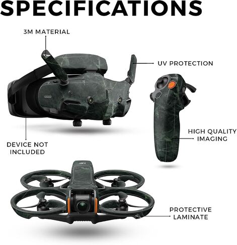 DRONE SNOOD متوافق مع DJI AVATA 2 BUNDLE (2024) - Green Marble - Premium 3M Vinyl Protction Wrap Cover - يسهل تطبيقه | مصنوع في الولايات المتحدة الأمريكية من قبل Mayyskins in Kuwait