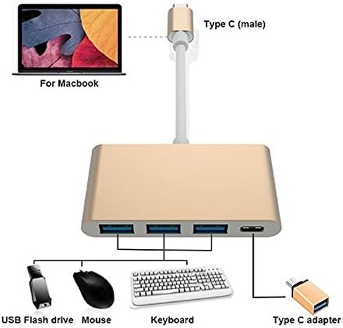USB3.0, 5Gbps High-Speed Transmission Type C to USB 3.1/PD+3USB 3.0 HUB Adapter USB Type C Hub (Color : Silver) (Silver) in Saudi Arabia