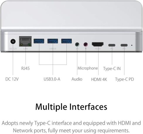 USB C Hub مع حامل حامل قابل للتعديل نوع C إلى USB3.0 RJ45 PD Dock HDMI محول المتوافق مع ملحقات الكمبيوتر الشخصي in Saudi Arabia