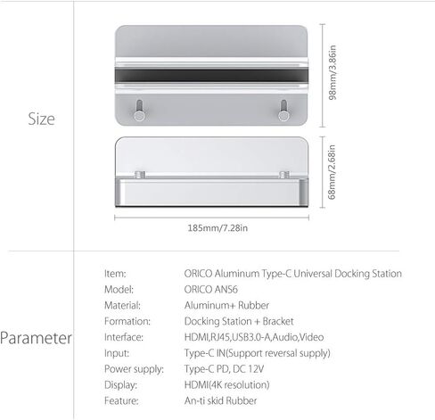 USB C Hub مع حامل حامل قابل للتعديل نوع C إلى USB3.0 RJ45 PD Dock HDMI محول المتوافق مع ملحقات الكمبيوتر الشخصي in Saudi Arabia
