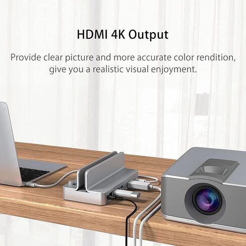 USB C Hub مع حامل حامل قابل للتعديل نوع C إلى USB3.0 RJ45 PD Dock HDMI محول المتوافق مع ملحقات الكمبيوتر الشخصي in Saudi Arabia