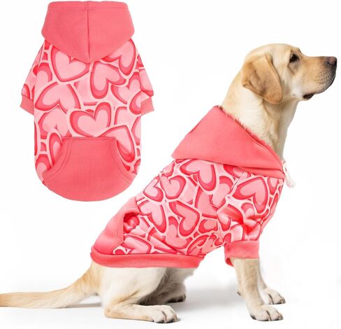 PUPTECK Fall Winter Dog Hoodie Pet Sweatshirt Soft Warm Clothes Fleece Lined with Hat for Small Medium Large Dogs, Paw Pattern, Black L in Saudi Arabia