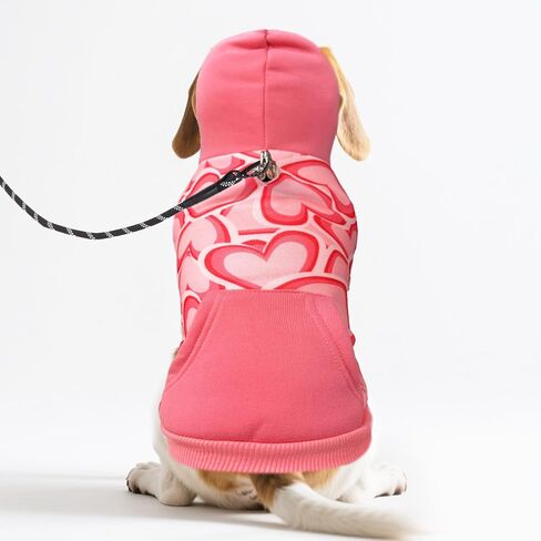 PUPTECK Fall Winter Dog Hoodie Pet Sweatshirt Soft Warm Clothes Fleece Lined with Hat for Small Medium Large Dogs, Paw Pattern, Black L in Saudi Arabia