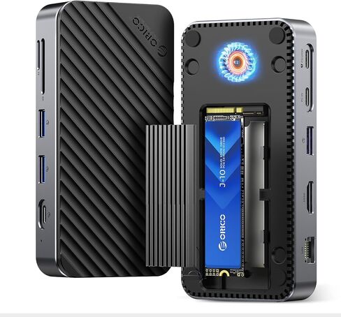 ORICO 10-in-1 USB-C HUB مع حاوية M.2 NVME SSD ، مروحة مدمجة ، 10 جيجابت في الثانية USB 3.2 محطة إرساء Gen2 ، 4K@60Hz HDMI ، 100W PD ، Ethernet ، SD/TF Reader in Saudi Arabia