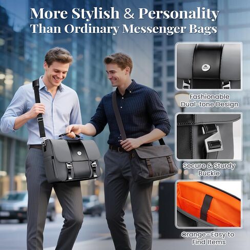 MATEIN Messenger Bag for Work with Cooler, Stylish PU Leather 15.6 Inch Men's Laptop Bag Briefcase with USB Charging Port, Waterproof Business Computer Crossbody Shoulder Satchel for Office Commuting in Saudi Arabia