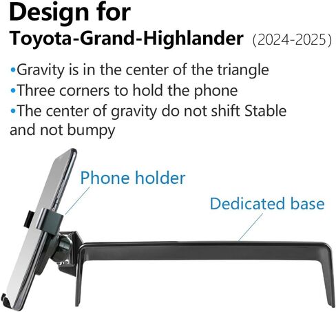 حامل هاتف السيارة لـ Toyota Grand Highlander 2024 2025 Auto Accisories Scircifice Bracket Decoration Decoration Dash Board Mobile Mobile Mobile Mount in Kuwait