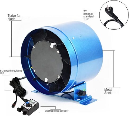 Ventilation Fan 4/6inch Duct Fan Exhaust Fan，Metal Vent Blower Low Noise Fan，Adjustable Speed Duct Fan, Air Ventilator Pipe Ventilation Extractor ventilating Fan(Color:6inch), in Saudi Arabia
