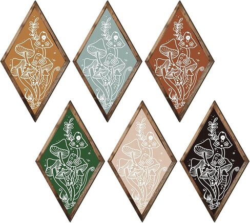 6 Pieces Aztec Wall Decor Southwestern Farmhouse Home Wall Decor Boho Western Room Decor Modern White Geometric Wall Art Wood Geometric Diamond Frame Wall Hanging for Bedroom Living Room Bathroom in Saudi Arabia
