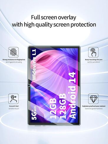 واقي الشاشة لـ yleebg tab10 10 بوصة Android 14 tablet ، مضاد للخلع 9H صلابة اللمس حساس 2.5D الحواف الدائرية الفقاعة مجانا سهلة التثبيت ، 2 عبوة. in Kuwait