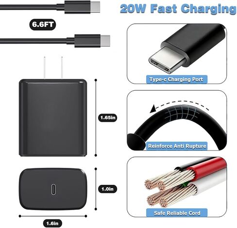 Motorola Phone Charger Android Phone Fast Charger Type C to -type C Charging Cable Coll 6.6ft for Motorola Edge 50 Ultra 60 40 30/Moto G Power 2025 Charger G86 G75 G100 G96/RAZR 2025 60 40 40 in Kuwait