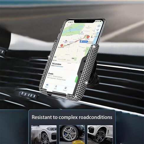 حامل تركيب هاتف Universal للهاتف الخاص بـ iPhone & Android - حامل هاتف الهواء القابل للتعديل 360 درجة ، وملحقات سيارة خالية من اليدين مع مقطع قوي ، متوافق مع جميع الهواتف الذكية (الماس) in Kuwait