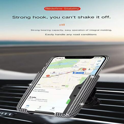 حامل تركيب هاتف Universal للهاتف الخاص بـ iPhone & Android - حامل هاتف الهواء القابل للتعديل 360 درجة ، وملحقات سيارة خالية من اليدين مع مقطع قوي ، متوافق مع جميع الهواتف الذكية (الماس) in Kuwait