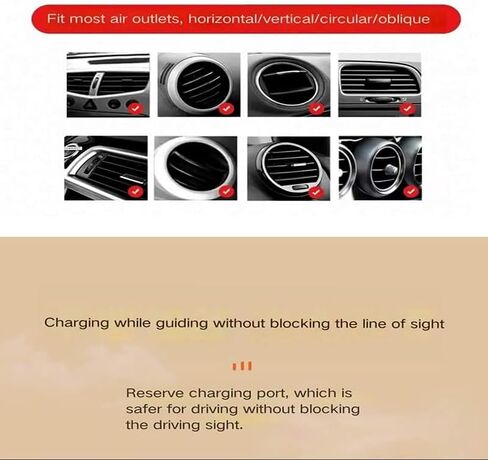 حامل تركيب هاتف Universal للهاتف الخاص بـ iPhone & Android - حامل هاتف الهواء القابل للتعديل 360 درجة ، وملحقات سيارة خالية من اليدين مع مقطع قوي ، متوافق مع جميع الهواتف الذكية (الماس) in Kuwait