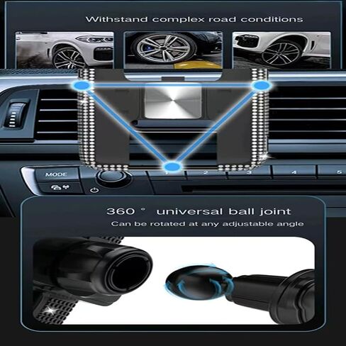 حامل تركيب هاتف Universal للهاتف الخاص بـ iPhone & Android - حامل هاتف الهواء القابل للتعديل 360 درجة ، وملحقات سيارة خالية من اليدين مع مقطع قوي ، متوافق مع جميع الهواتف الذكية (الماس) in Kuwait