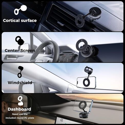 Magnetic Phone Holder for Car 360° Adjustable Magsafe Car Mount - Compatible All Smart Device Phone Mount, Secure GPS & Call, Magsafe Accessories & Car Stuff - Black in Saudi Arabia