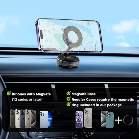 Magnetic Phone Holder for Car 360° Adjustable Magsafe Car Mount - Compatible All Smart Device Phone Mount, Secure GPS & Call, Magsafe Accessories & Car Stuff - Black in Saudi Arabia