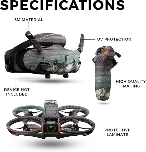 كربون ألياف بدون طيار متوفرة مع DJI Avata 2 Bundle (2024) - Grunge Marble - Premium 3M Vinyl Protction Wrap Cover - من السهل تطبيق | مصنوع في الولايات المتحدة الأمريكية من قبل Mayyskins in Saudi Arabia