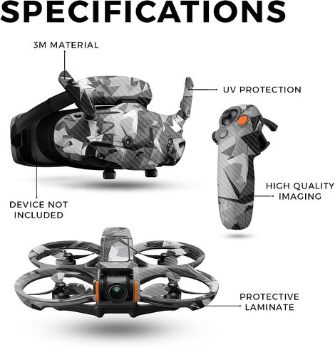 Carbon Fiber Drone Skin Compatible with DJI Avata 2 Bundle (2024) - Mono Camo - Premium 3M Vinyl Protective Wrap Decal Cover - Easy to Apply | Crafted in The USA by MightySkins in Saudi Arabia