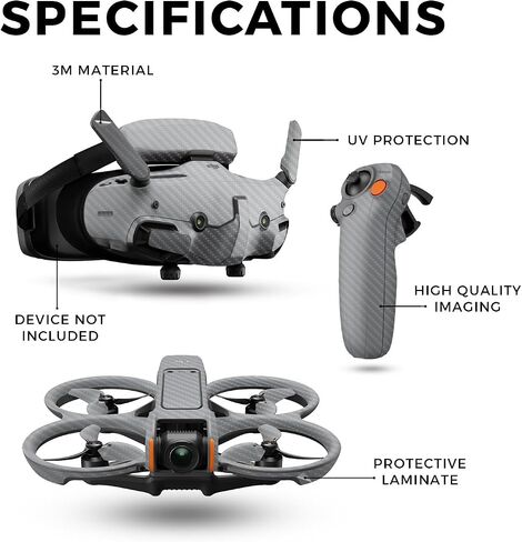 كربون ألياف بدون طيار متوفرة مع حزمة DJI Avata 2 (2024) - رمادي صلب - غطاء ملصق واقي فينيل 3M - يسهل تطبيقه | مصنوع في الولايات المتحدة الأمريكية من قبل Mayyskins in Saudi Arabia