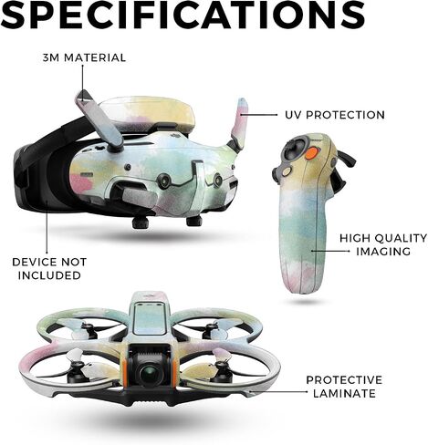لامع اللمعان الجلد بدون طيار متوافق مع DJI Avata 2 Bundle (2024) - Watercolor White - Premium 3M Vinyl Wrap Wrap Cover - من السهل تطبيق | مصنوع في الولايات المتحدة الأمريكية من قبل Mayyskins in Saudi Arabia