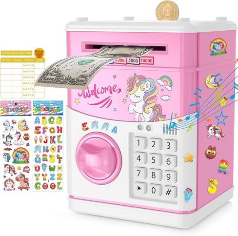 JUNEU Unicorn Piggy Bank for Kids - Electronic Musical Money Bank for Girls in Kuwait