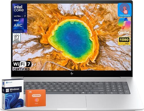HP Envy 17 Touchscreen Laptop, 17.3" FHD IPS (100% sRGB, 300 Nits), Intel 16-Core Ultra 7 155H, 64 GB DDR5 RAM, 4 TB SSD, Intel Arc GPU, 5MP IR Camera, Backlit KB, Wi-Fi 7, Thunderbolt 4, Win 11 Pro in Kuwait