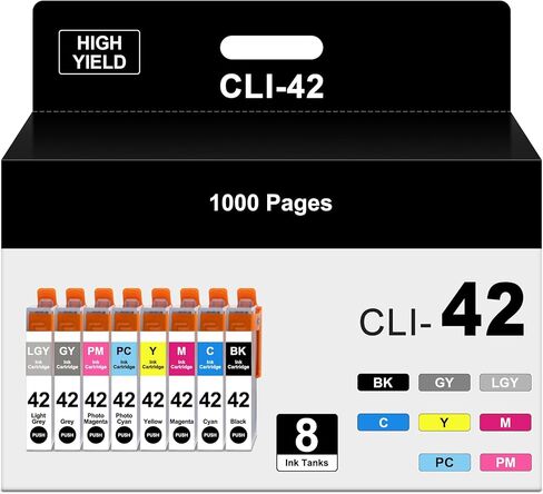 خراطيش حبر CLI-42 متوافقة مع Canon CLI-42 CLI42 CLI 42 حبر Canon Pro 100 حبر للطابعة PIXMA Pro-100 Pro-100s (8 حزمة) in Kuwait