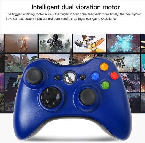 Wired Controller Replacement for Xbox 360 Joypad Vibration Gamepad Joystick for PC Controller for Windows 7/8 / 10(Blue） in Saudi Arabia