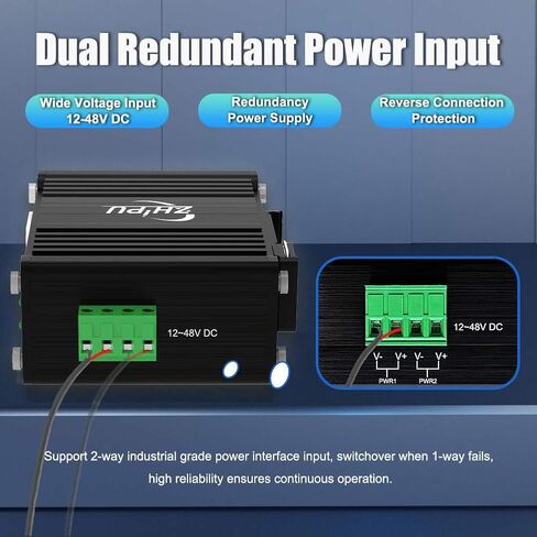 Mini Industrial 2 Port Ethernet Switch مع فتحة SFP ، مفتاح شبكة Gigabit المتصلب الذي يدعم قفرة DIN ، 12 ~ 48VDC مدخلات الطاقة ، -40 درجة فهرنهايت إلى 176 درجة فهرنه in Kuwait