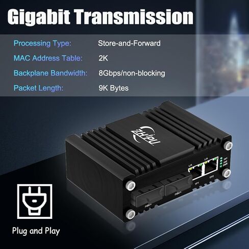 Mini Industrial 2 Port Ethernet Switch مع فتحة SFP ، مفتاح شبكة Gigabit المتصلب الذي يدعم قفرة DIN ، 12 ~ 48VDC مدخلات الطاقة ، -40 درجة فهرنهايت إلى 176 درجة فهرنه in Kuwait