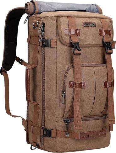 WITZMAN Canvas Backpack Vintage Travel Backpack Large Laptop Bags Convertible Shoulder Rucksack(A519-1 Brown) in Saudi Arabia