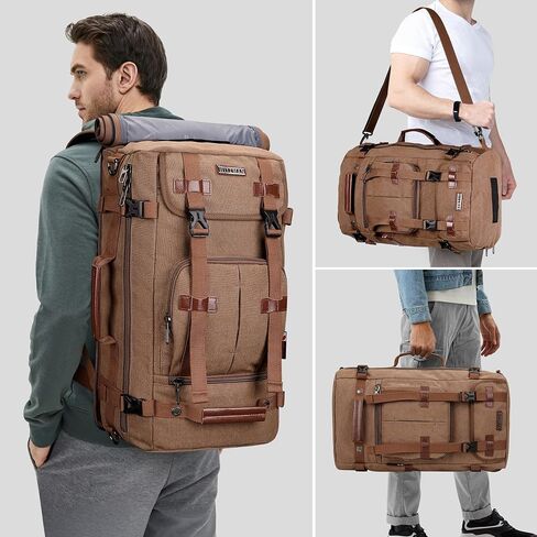 WITZMAN Canvas Backpack Vintage Travel Backpack Large Laptop Bags Convertible Shoulder Rucksack(A519-1 Brown) in Saudi Arabia