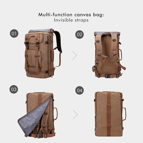 WITZMAN Canvas Backpack Vintage Travel Backpack Large Laptop Bags Convertible Shoulder Rucksack(A519-1 Brown) in Saudi Arabia
