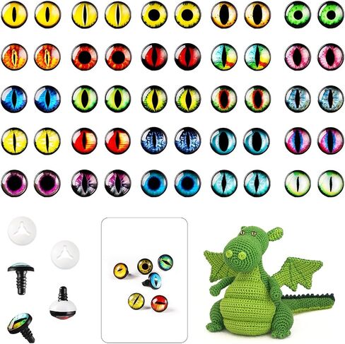 MUCUNNIA 50pcs 16mm Safety Eyes for Amigurumi with Washer Dragon Safety Eyes Crochet Doll Safety Eyes for Stuffed Animals Eyes for Clay Doll Making Toy Craft Crochet Toy in Kuwait