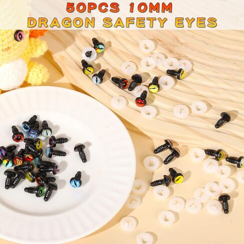 MUCUNNIA 50pcs 16mm Safety Eyes for Amigurumi with Washer Dragon Safety Eyes Crochet Doll Safety Eyes for Stuffed Animals Eyes for Clay Doll Making Toy Craft Crochet Toy in Kuwait