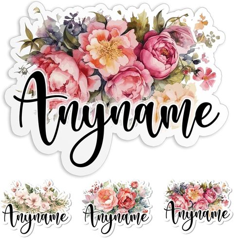 Custom Name Sticker Personalized Vintage Flowers Name Decal Stickers Waterproof Die-Cut Vinyl Laptop, Water Bottle, Kindle, Phone, Mug, Tumbler, Funny Birthday Gifts for Her Him in Saudi Arabia